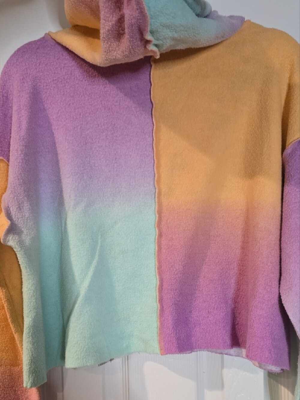 wild fable Pastel Ombre Cropped Hoodie& Shorts Set - Purple, Peach & Mint - Picture 4 of 7